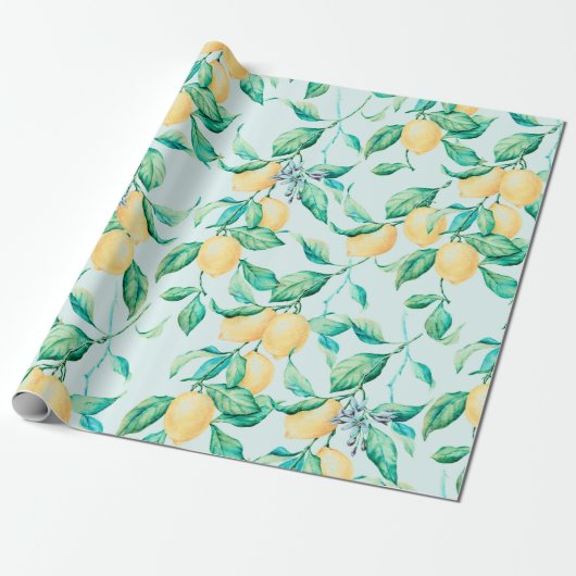 Lemon Aquarellmuster Geschenkpapier (Ungerollt)