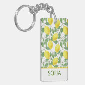 Lemon Aquarellmuster individuelle Name gelb Schlüsselanhänger (Vorderseite links)