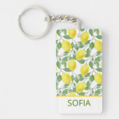 Lemon Aquarellmuster individuelle Name gelb Schlüsselanhänger (Vorderseite)