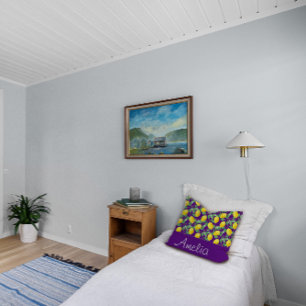 Lemon Aquarellmuster lila Kissen