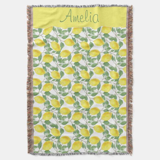 Lemon Aquarellmuster niedlicher Mädchenname Decke (Vorderseite Vertikal)