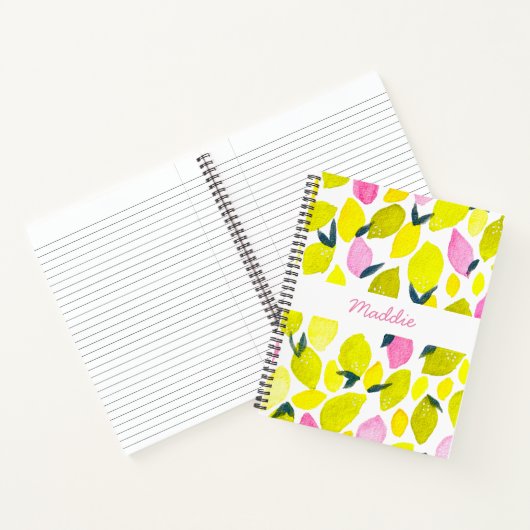 Lemon-Aquarellmuster Notizblock (Innenseite)