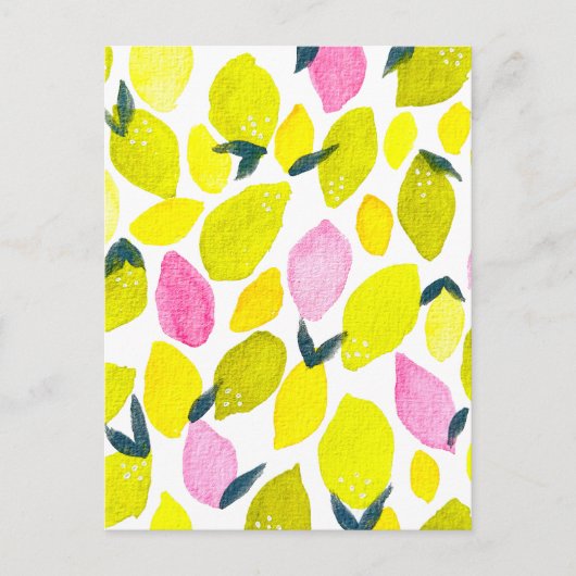 Lemon-Aquarellmuster Postkarte (Vorderseite)