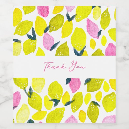 Lemon-Aquarellmuster Weinetikett (Einzelnes Label)