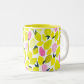 Lemon-Aquarellmuster Zweifarbige Tasse (VorderseiteRechts)