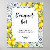 Lemon auf blauen Fliesen Bouquet Bar Sign Poster (Vorne)