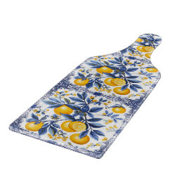 🍋 Lemon Azulejo mit blauen Elementen Schneidebrett