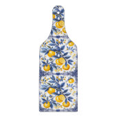 🍋 Lemon Azulejo mit blauen Elementen Schneidebrett (Vorderseite)