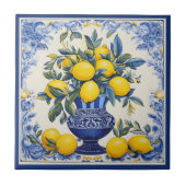 🍋 Lemon Azulejo mit Vase Fliese (Vorderseite)