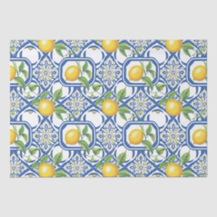 Lemon Azulejo Tiles Pattern Seidenpapier