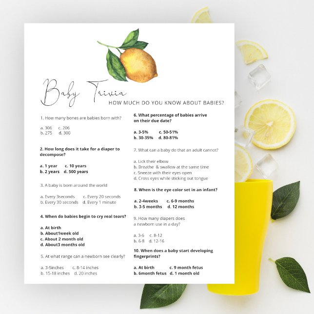 Lemon Baby Dusche Baby Trivia Game (Von Creator hochgeladen)