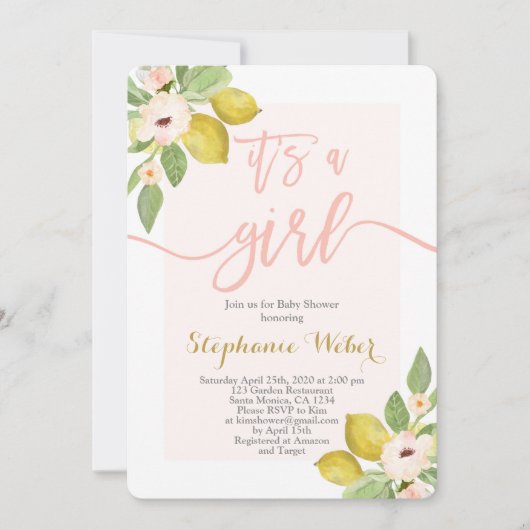 Lemon Baby Dusche Einladung (Vorderseite)