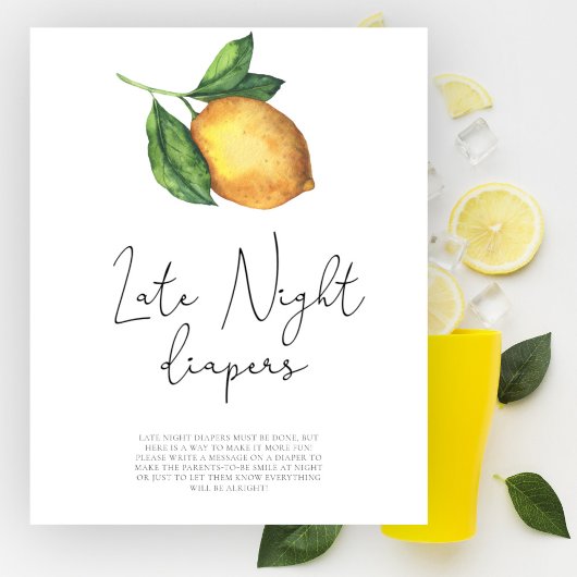 Lemon Baby Dusche Späte Nacht Windeln Spiel Poster