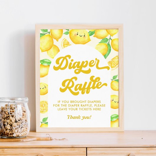 Lemon Baby Dusche Thema Windeln Raffle Poster