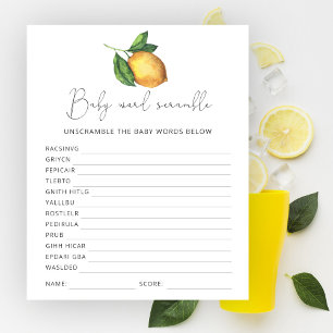 Lemon baby Dusche Word Scramble Game