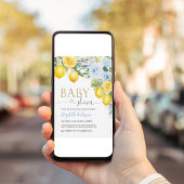 Lemon Baby Shower Blue Gold Lemon Dusche Einladung