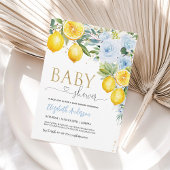 Lemon Baby Shower Blue Gold Lemon Dusche Einladung