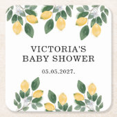 Lemon Baby Shower Candy Rechteckiger Pappuntersetzer (Vorderseite)