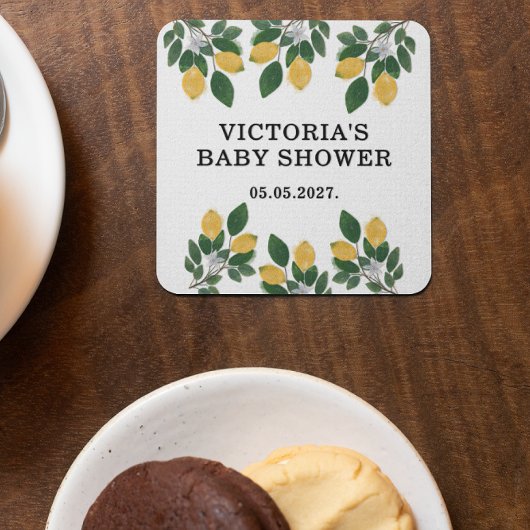 Lemon Baby Shower Candy Rechteckiger Pappuntersetzer