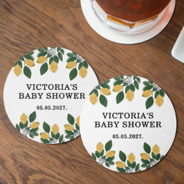 Lemon Baby Shower Candy Runder Pappuntersetzer
