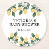 Lemon Baby Shower Candy Runder Pappuntersetzer (Vorderseite)