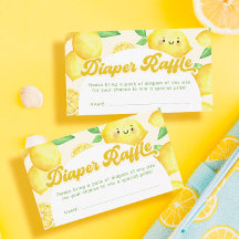 Lemon Baby Shower Diaper Raffles Tickets