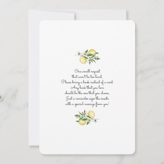 Lemon Baby Shower Einladung (Rückseite)