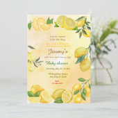 Lemon Baby Shower Einladung (Stehend Vorderseite)