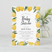 Lemon Baby Shower Einladung (Stehend Vorderseite)