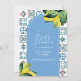 Lemon Baby Shower Einladung Blau und Gelb
