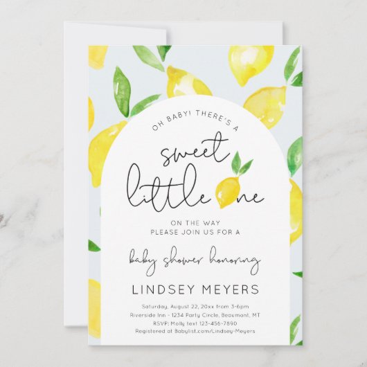 Lemon Baby Shower Einladung | Zitrusdusche (Vorderseite)