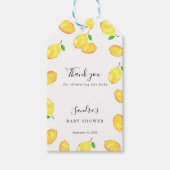 Lemon Baby Shower Elegant Danke Script Frame Geschenkanhänger (Vorderseite)