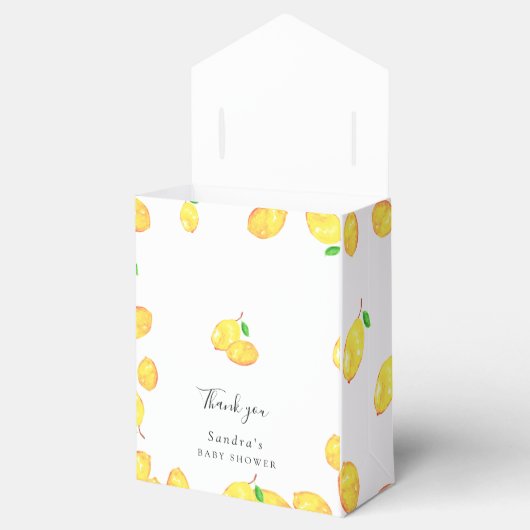Lemon Baby Shower Elegant Danke Script Frame Geschenkschachtel (Geöffnet)