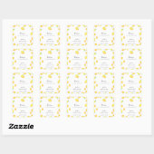 Lemon Baby Shower Elegant Danke Script Frame Quadratischer Aufkleber (Blatt)