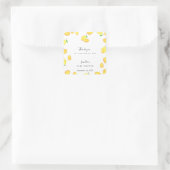 Lemon Baby Shower Elegant Danke Script Frame Quadratischer Aufkleber (Tasche)