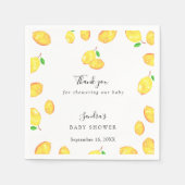 Lemon Baby Shower Elegant Danke Script Frame Serviette (Vorderseite)