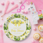 Lemon Baby Shower Gelbe Gingham-Schleife Pappteller (Party)
