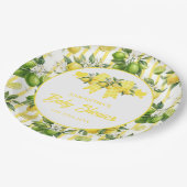 Lemon Baby Shower Gelbe Gingham-Schleife Pappteller (Schrägansicht)