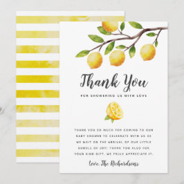 Lemon Baby Shower Gender Neutral Dankeskarte