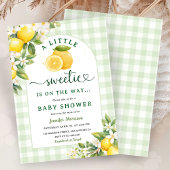 Lemon Baby Shower Green Gingham Gender Neutral Einladung