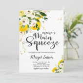 Lemon Baby Shower Mama's Haupt Squeeze Baby Dusche Einladung (Stehend Vorderseite)