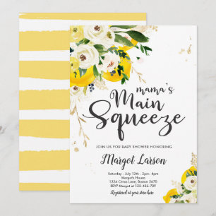Lemon Baby Shower Mama's Haupt Squeeze Baby Dusche Einladung