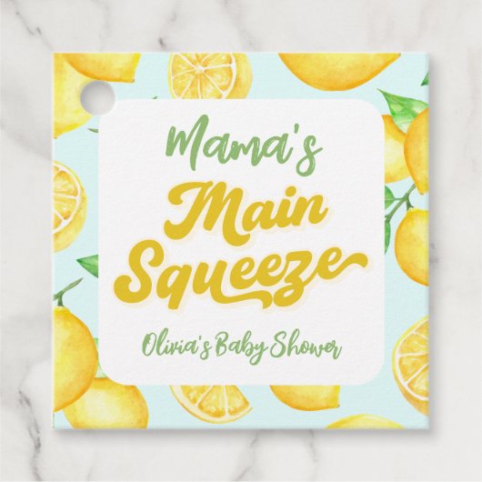 Lemon Baby Shower Mama's Haupt-Squeeze Geschenkanhänger (Vorderseite)
