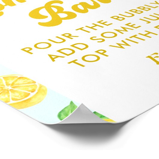 Lemon Baby Shower Momosa Bar Poster (Ecke)