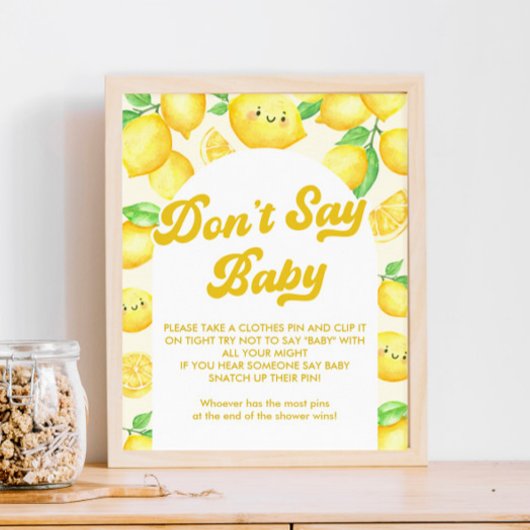 Lemon Baby Shower Say Baby Game nicht Poster