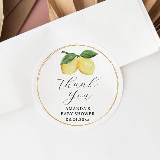 Lemon Baby Shower Vielen Dank Runder Aufkleber