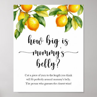 Lemon Baby Shower Wie groß ist Mama's Bauchspiel Poster