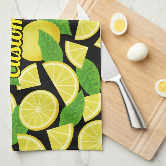 Lemon Background Geschirrtuch (Viertel Falte)