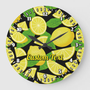 Lemon Background Große Wanduhr