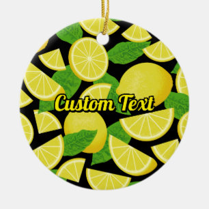 Lemon Background Keramik Ornament